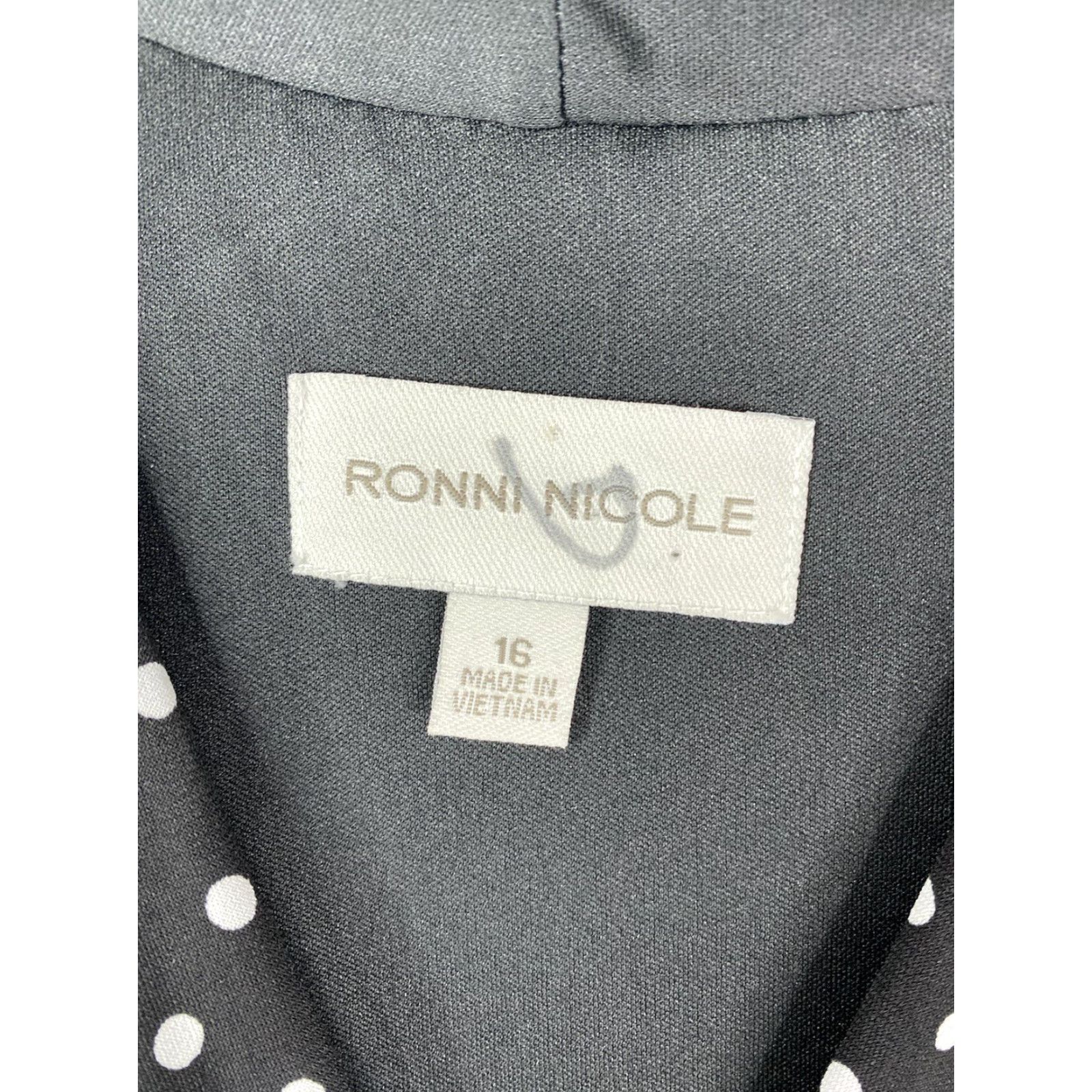 Vintage Ronni Nicole Dress Womens 16 Black Polka Dot V Neck Flowy Stretch Midi Ladies Sö Size XXL / US 16-18 / IT 52-54 - 3 Thumbnail