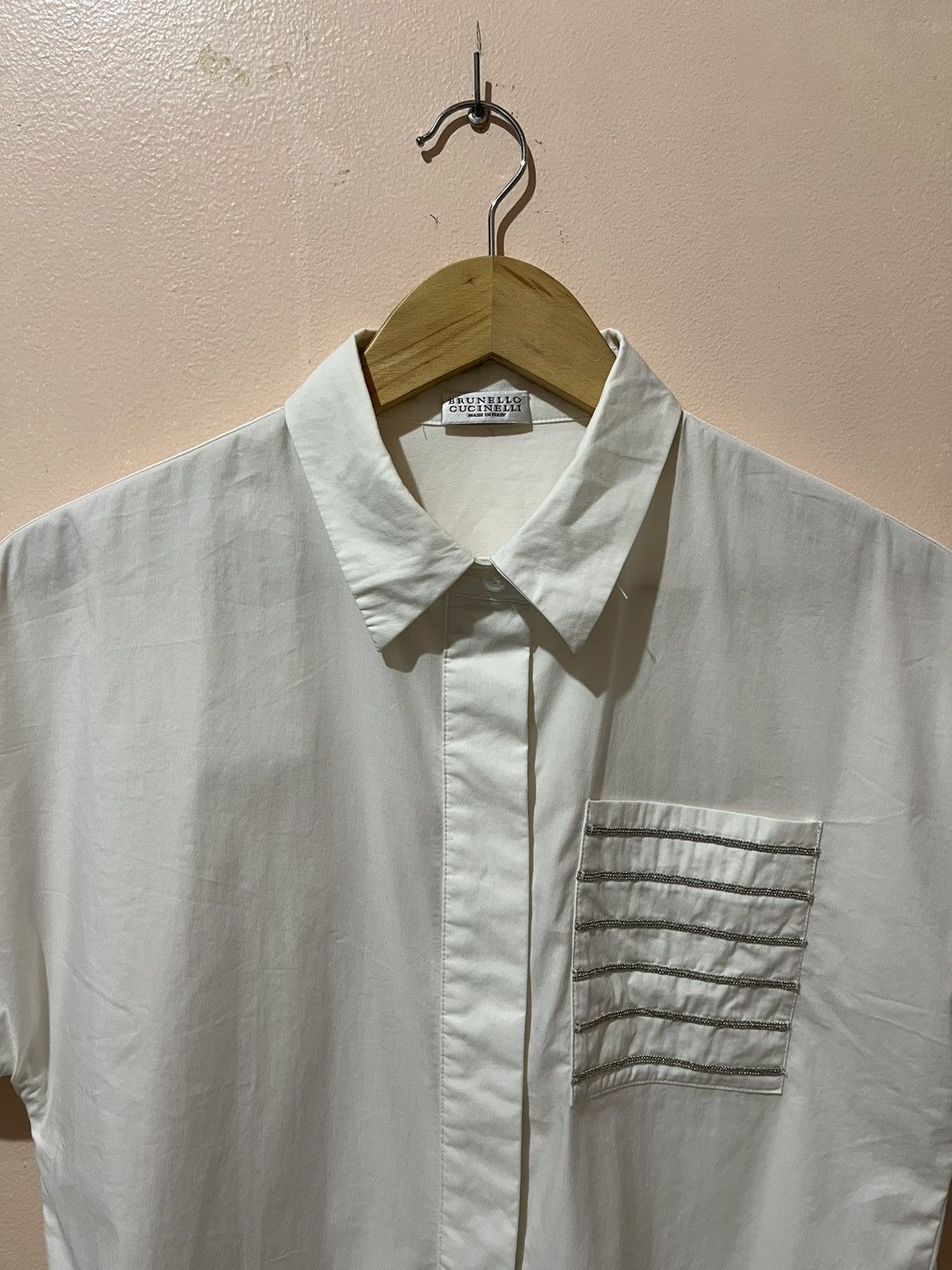 Brunello Cucinelli Brunello Cucinelli - Bead Embellished - Button Up Shirt Size S / US 4 / IT 40 - 6 Thumbnail