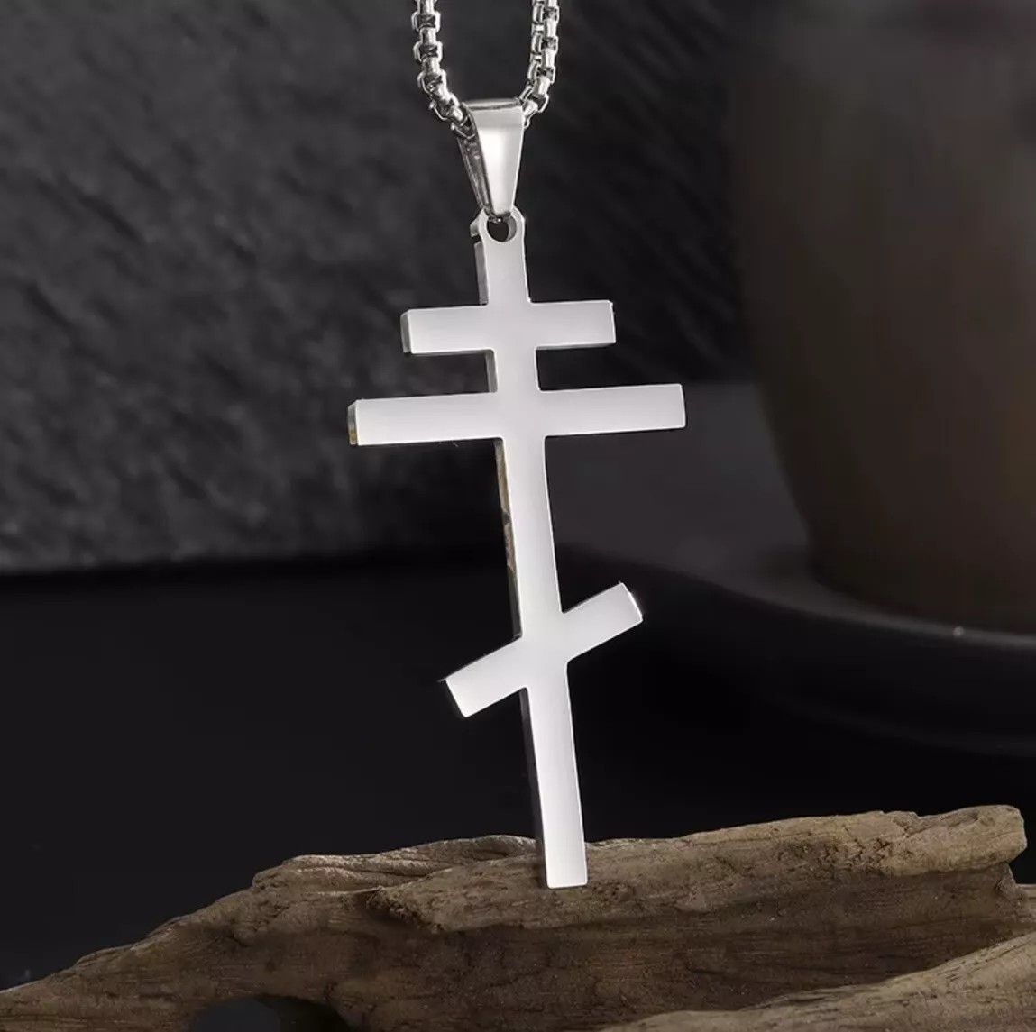 Other Silver Cross Necklace Eastern Orthodox Stainless Steel Size ONE SIZE - 1 Thumbnail