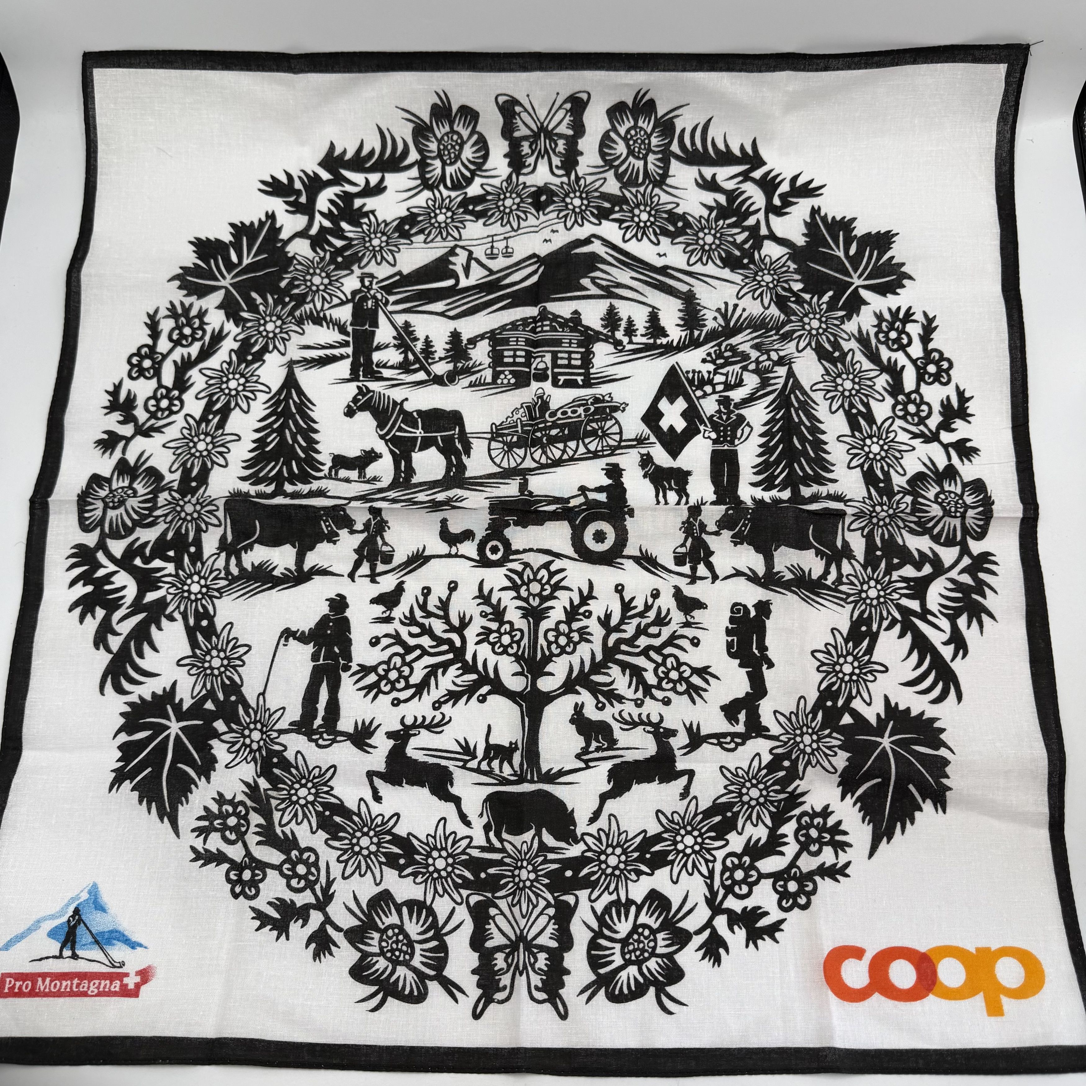 Vintage Vintage Swiss Coop Pro Montagna Cotton Bandana Scarf Size ONE SIZE - 1 Thumbnail