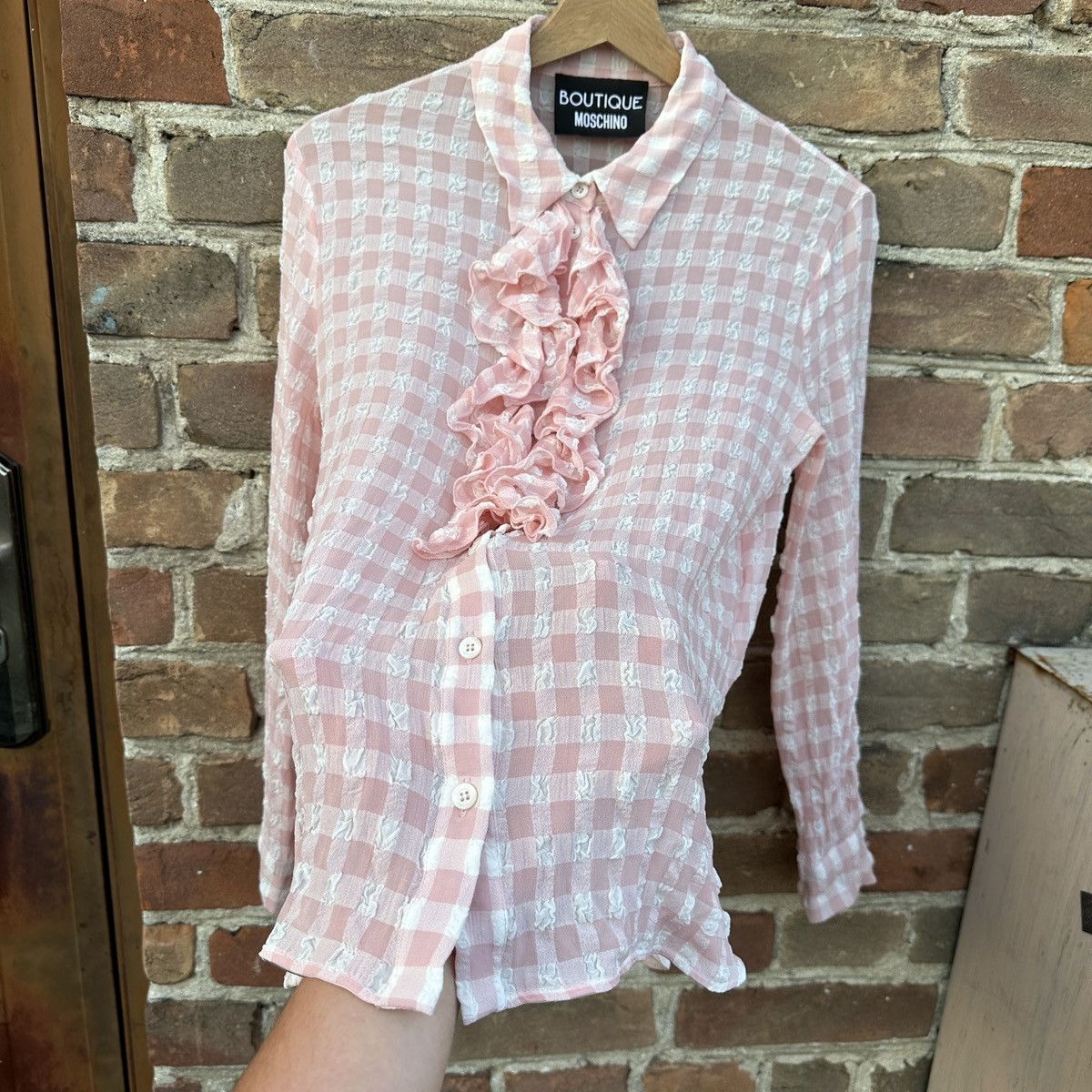 Boutique Moschino Boutique Moschino Ruffle Button Up Shirt Frill Vintage Rare Size M / US 6-8 / IT 42-44 - 12 Thumbnail