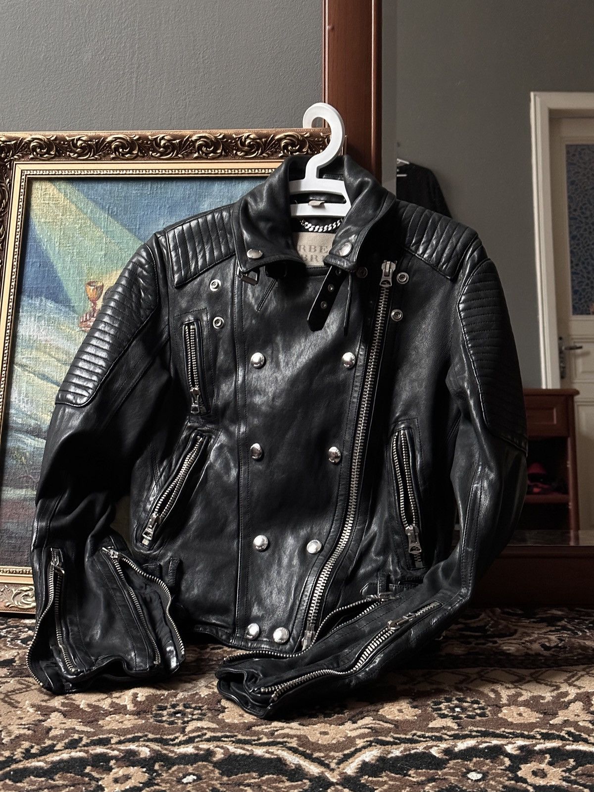 image of Burberry Prorsum Ss11 Quilted Biker Leather Jacket Perfecto in Black, Men's (Size XS)