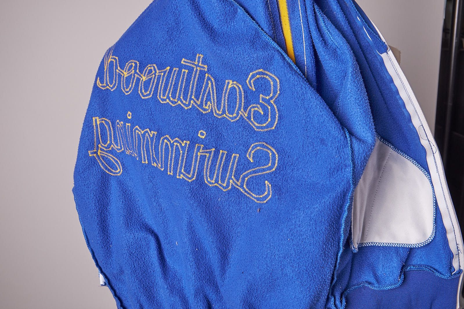 Vintage 1980s Blue and Yellow Nylon Swimming Track Jacket Size US XS / EU 42 / 0 - 3 Thumbnail
