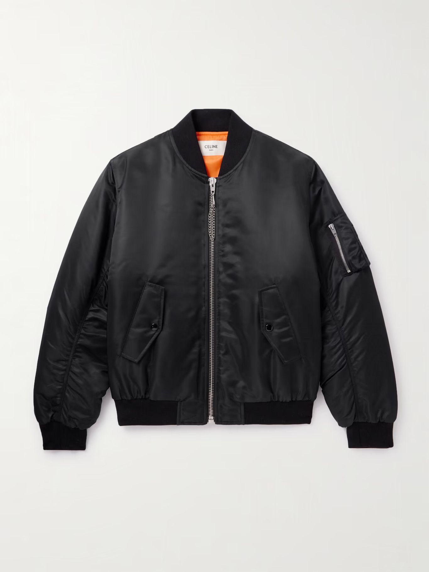Celine Logo-Print Chain-Embellished Shell Bomber Jacket Size US M / EU 48-50 / 2 - 1 Thumbnail