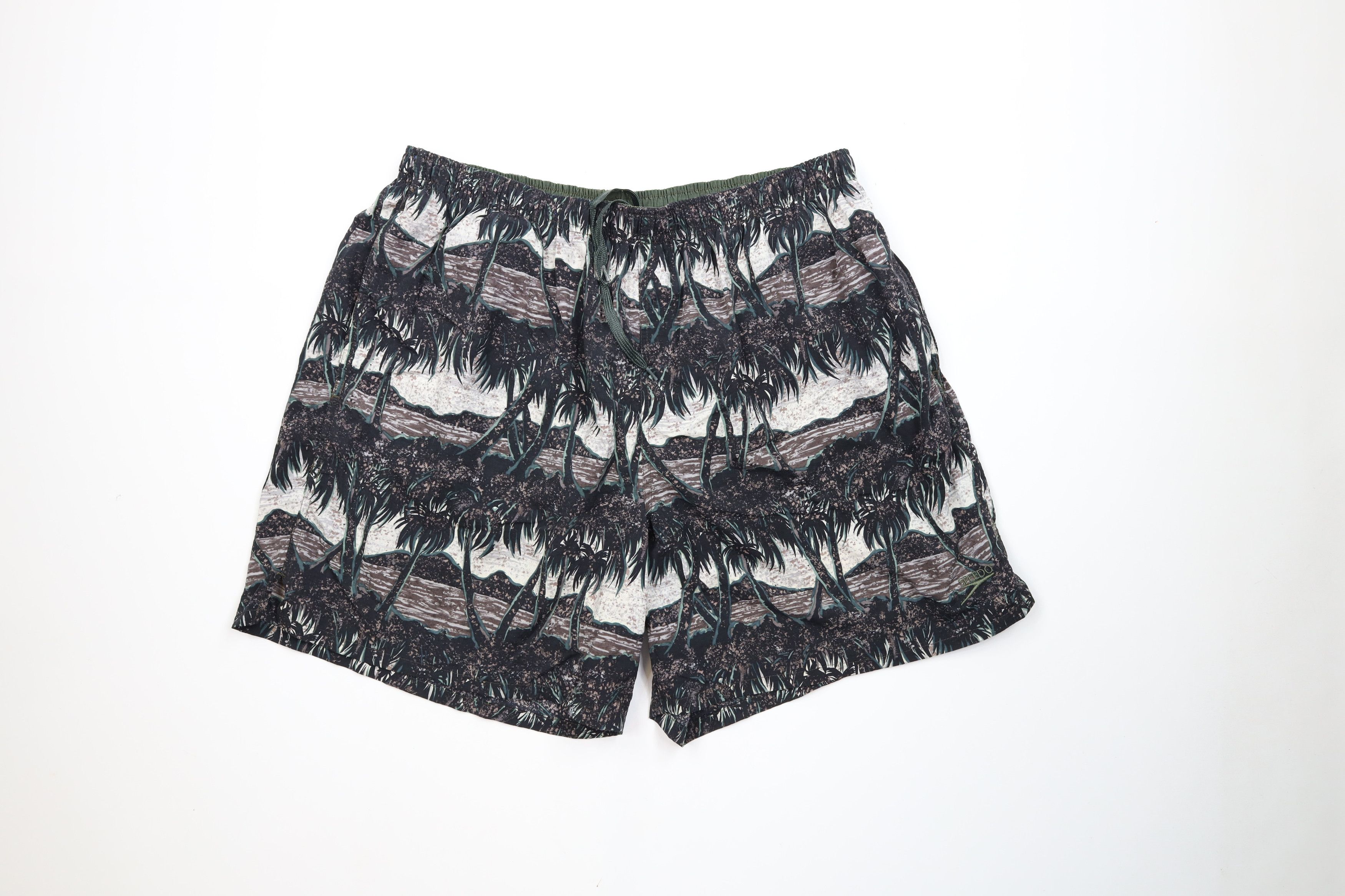 Speedo Vintage 90s Speedo Palm Tree Lined Swim Trunks Shorts Nylon Size US 36 / EU 52 - 1 Thumbnail