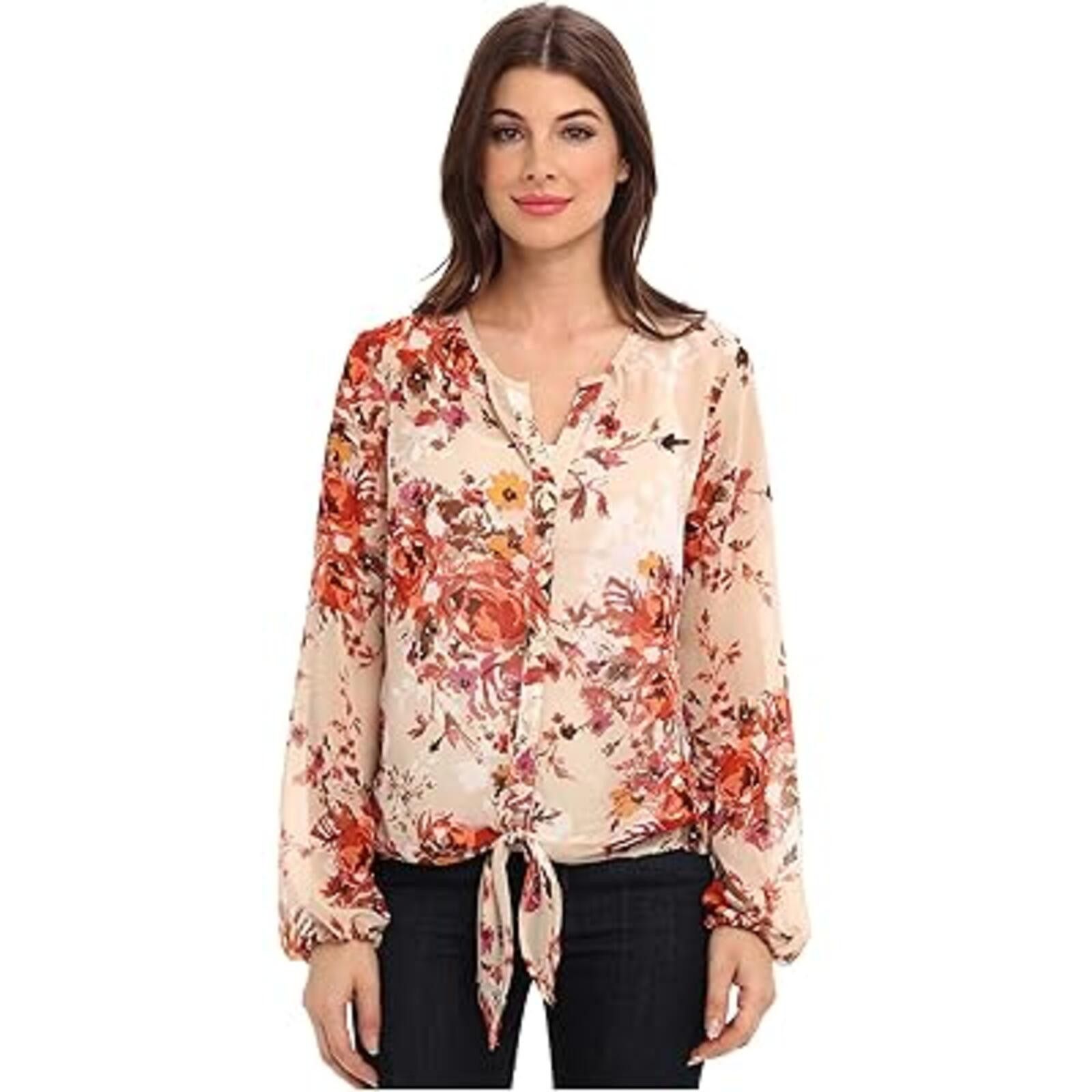 Other Kut from the Kloth Chiffon Floral Tie-Front Blouse Medium Size M / US 6-8 / IT 42-44 - 1 Thumbnail