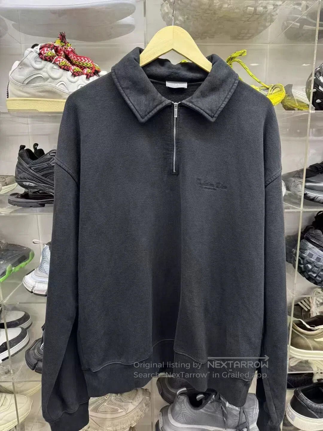 Dior black embroidered logo half-zip sweatshirt. Size US L / EU 52-54 / 3 - 1 Thumbnail