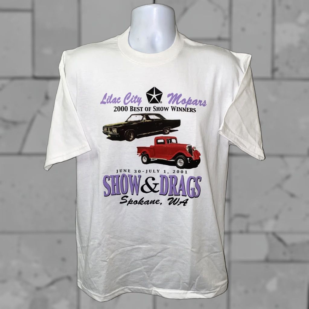 Jerzees VINTAGE Jerzees Mens White Short Sleeve T-Shirt Sz L Spokane WA 2002 Show And Drags Shirt Mens Size US L / EU 52-54 / 3 - 1 Thumbnail