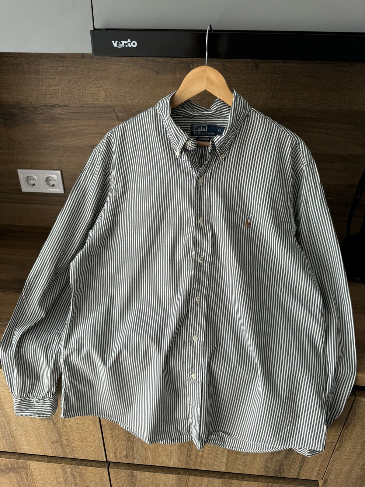 Polo Ralph Lauren × Vintage Polo Ralph Lauren Striped Classic Fit White Grey Shirt Size US XL / EU 56 / 4 - 1 Thumbnail