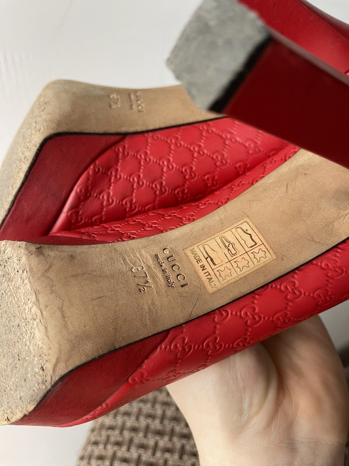 Gucci Authentic GUCCI Red Guccissima Leather Heels Pumps Size 37.5 Size US 7.5 / IT 37.5 - 10 Thumbnail