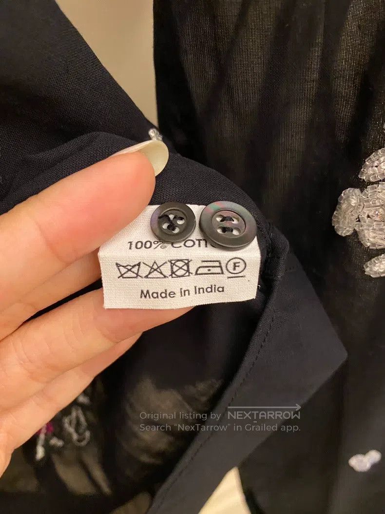 Dries Van Noten Dries Van Noten Hand-beaded black floral shirt Size US M / EU 48-50 / 2 - 3 Thumbnail