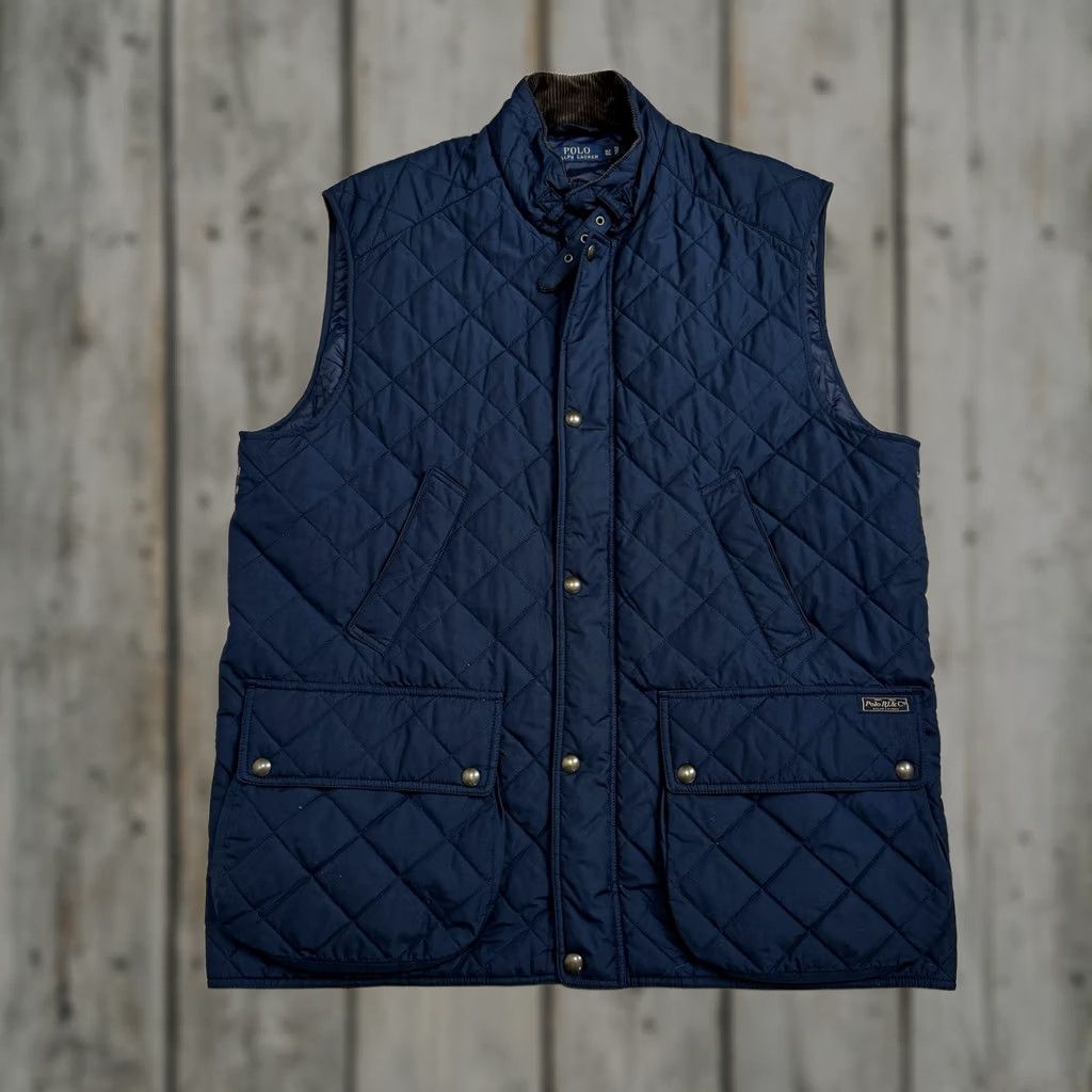 Polo Ralph Lauren VINTAGE Polo Ralph Lauren Polo Club Quilted Vest Corduroy Collared Navy Blue XLT Men Size US XL / EU 56 / 4 - 1 Thumbnail