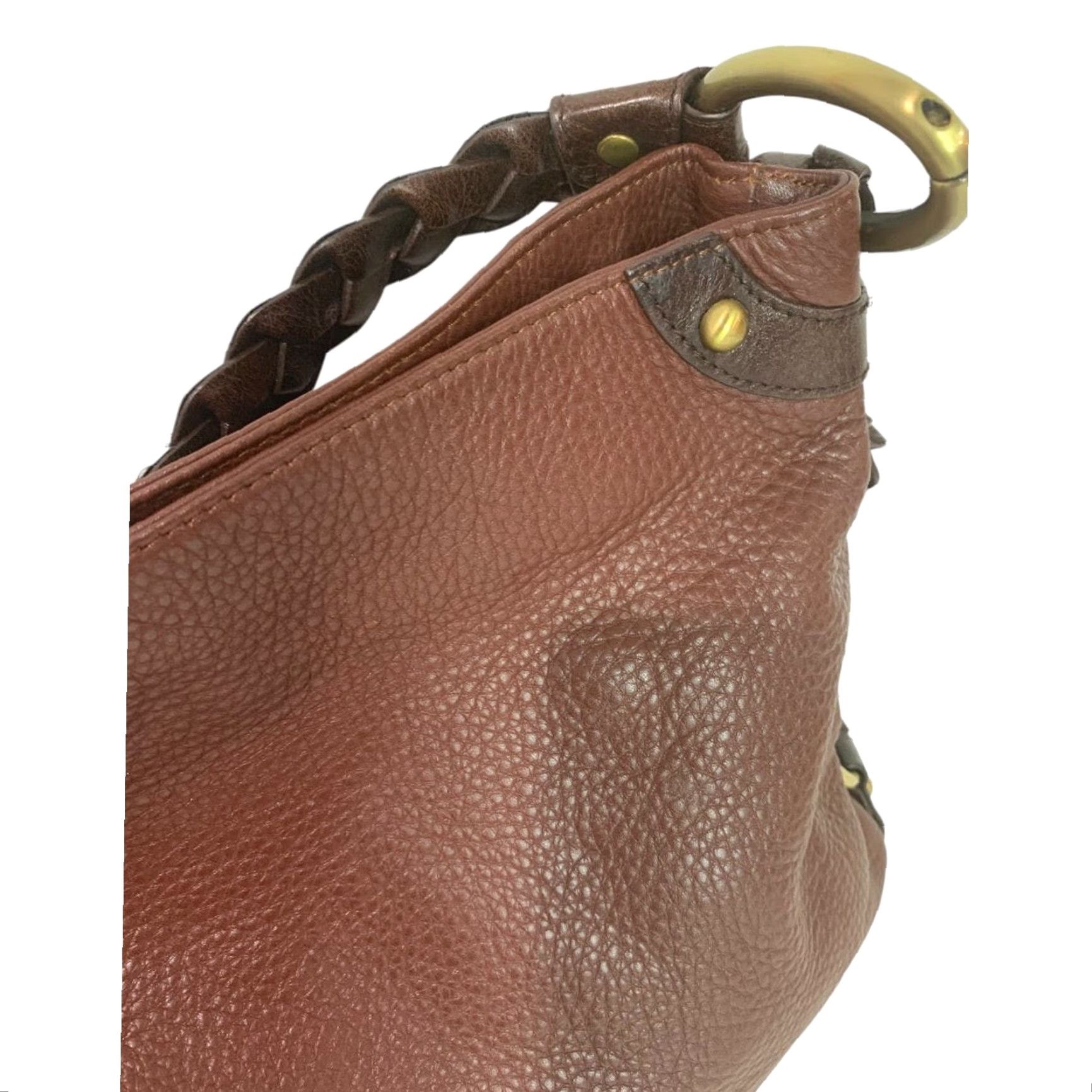 Vintage Borsetta Milano Brown Pebbled Leather Braided Strap Handbag Women Leather Bag 14" x 11" x 3.5" 6" Strap Drop Size ONE SIZE - 7 Thumbnail