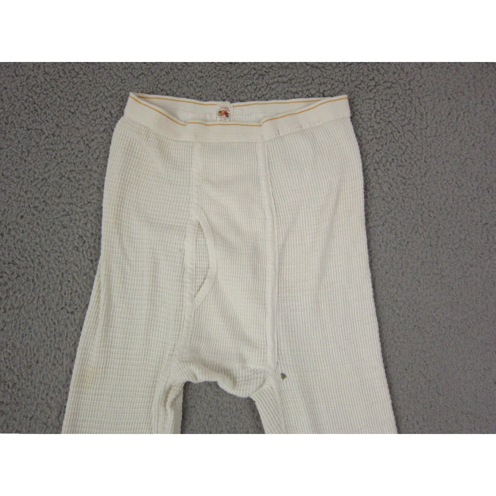 Fruit Of The Loom VINTAGE Fruit of the Loom Pants Mens M Creme Beige Thermal Base Layer Jogger 26in Inseam Cotton Polyester Size US 31 - 2 Thumbnail