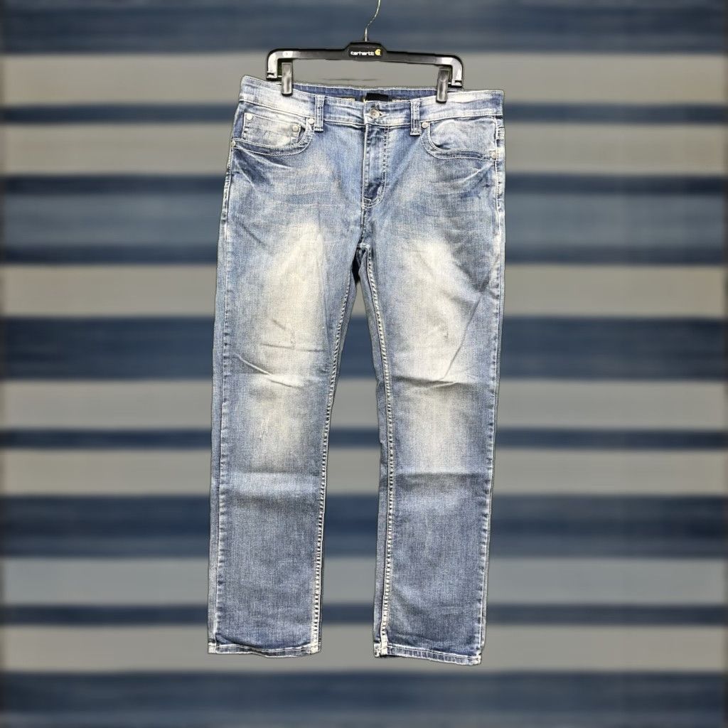 Vintage Helix Jeans Mens 36x30 Slim Straight Baggy Skater Y2K Buckle Cross Grunge Punk Denim Blue 5-Pocket Style Relaxed Mens Jeans Size US 36 / EU 52 - 1 Thumbnail