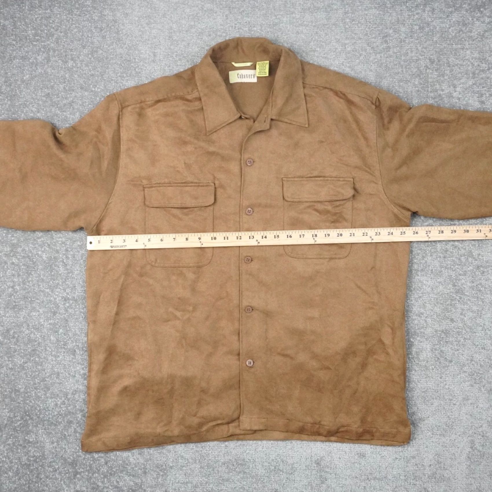 Cubavera Cubavera Shirt Mens L Brown Faux Suede Long Sleeve Collared Button Down Size US L / EU 52-54 / 3 - 4 Thumbnail