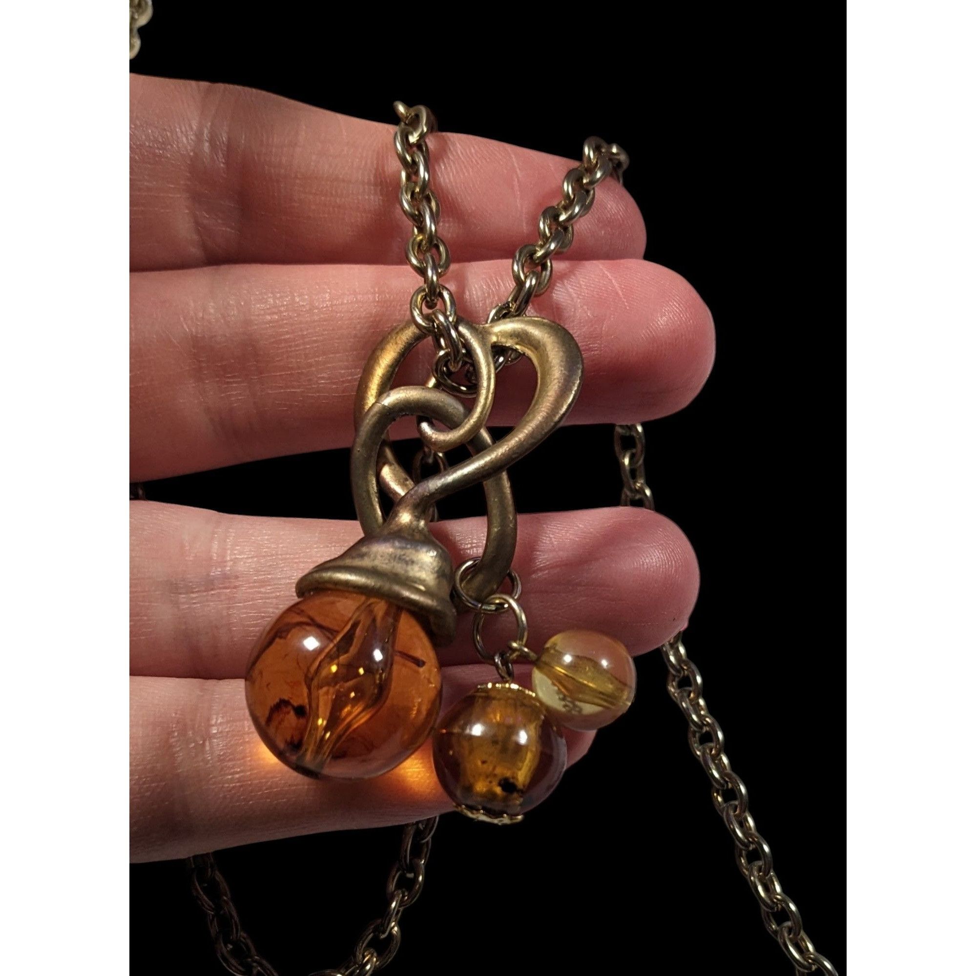 Other Vintage Honey Glass Beaded Charm Pendant Necklace Size ONE SIZE - 2 Thumbnail