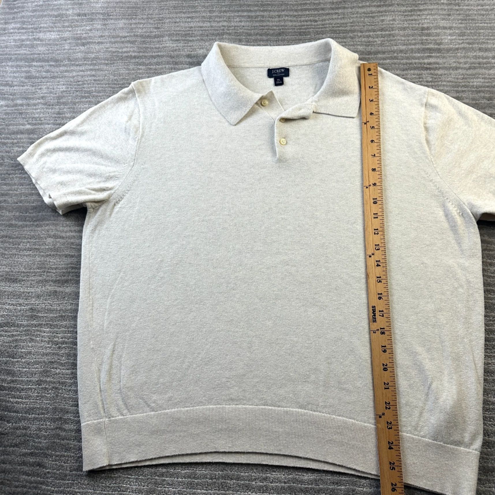 J.Crew J.CREW Polo Shirt Mens XL Beige Knit Cotton Short Sleeve Collared Button Vintage? No. Size US XL / EU 56 / 4 - 8 Thumbnail