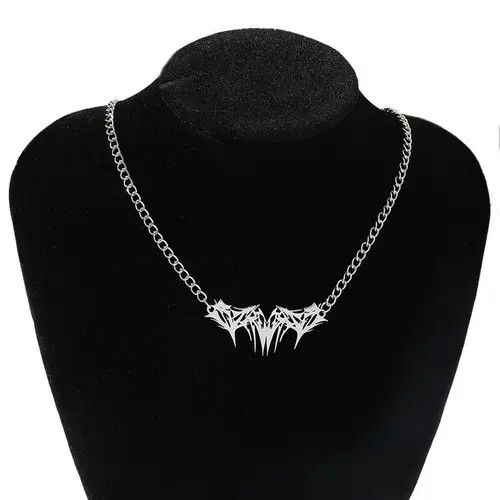 Jewelry Spike Graffiti Chain Necklace Punk Gothic Chrome Rock Venom Size ONE SIZE - 3 Thumbnail