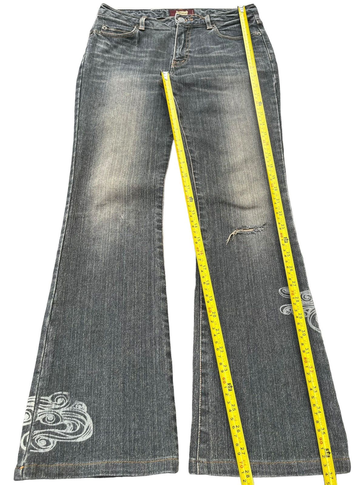 Tornado Mart Vintage Japanese Brand Tribal Printed Mud Washed Flare Jeans Size US 29 - 11 Thumbnail
