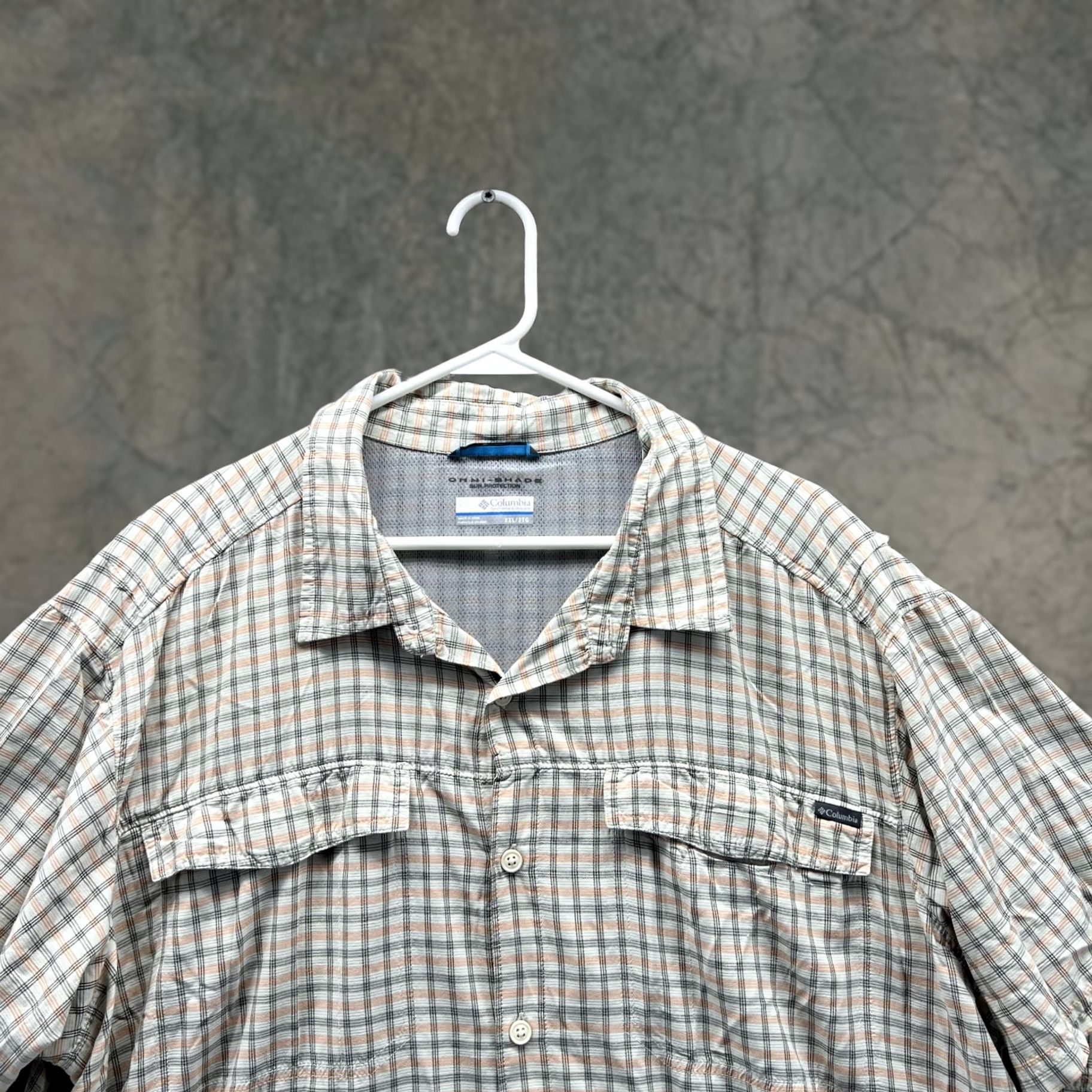 Vintage Columbia Shirt Men XXL White Casual Button-Up Preppy Omni Shade Sun Protection Shirt Men XXL White Plaid Button-Down Short Sleeve All Seasons Size US XXL / EU 58 / 5 - 1 Thumbnail
