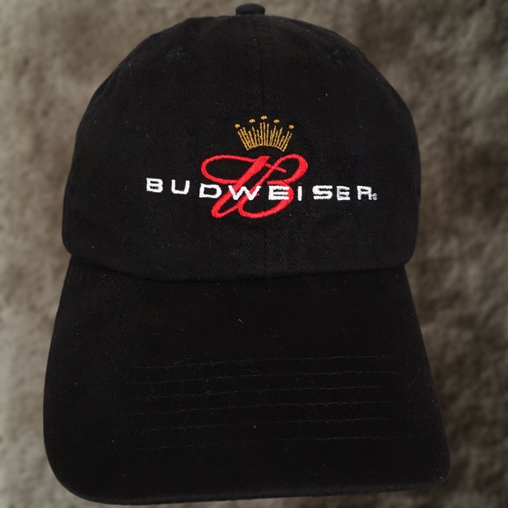 Budweiser VINTAGE BUDWEISER BASEBALL CAP - Black Strapback Hat - One Size - Casual - Mens Size ONE SIZE - 1 Thumbnail