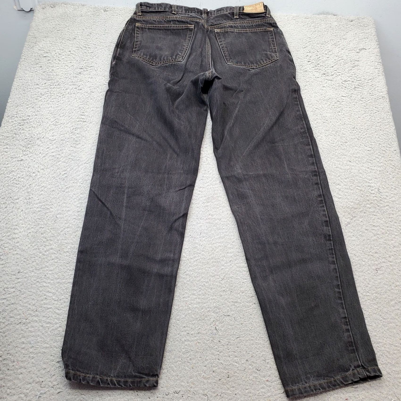 Lands' End Lands' End Mens Jeans 33 Black Denim Stretch Boho Streetwear Grunge Straight Leg Jeans Mens Size 33 Black Denim 5-Pocket Regular Fit Vintage? No Size US 33 - 2 Thumbnail