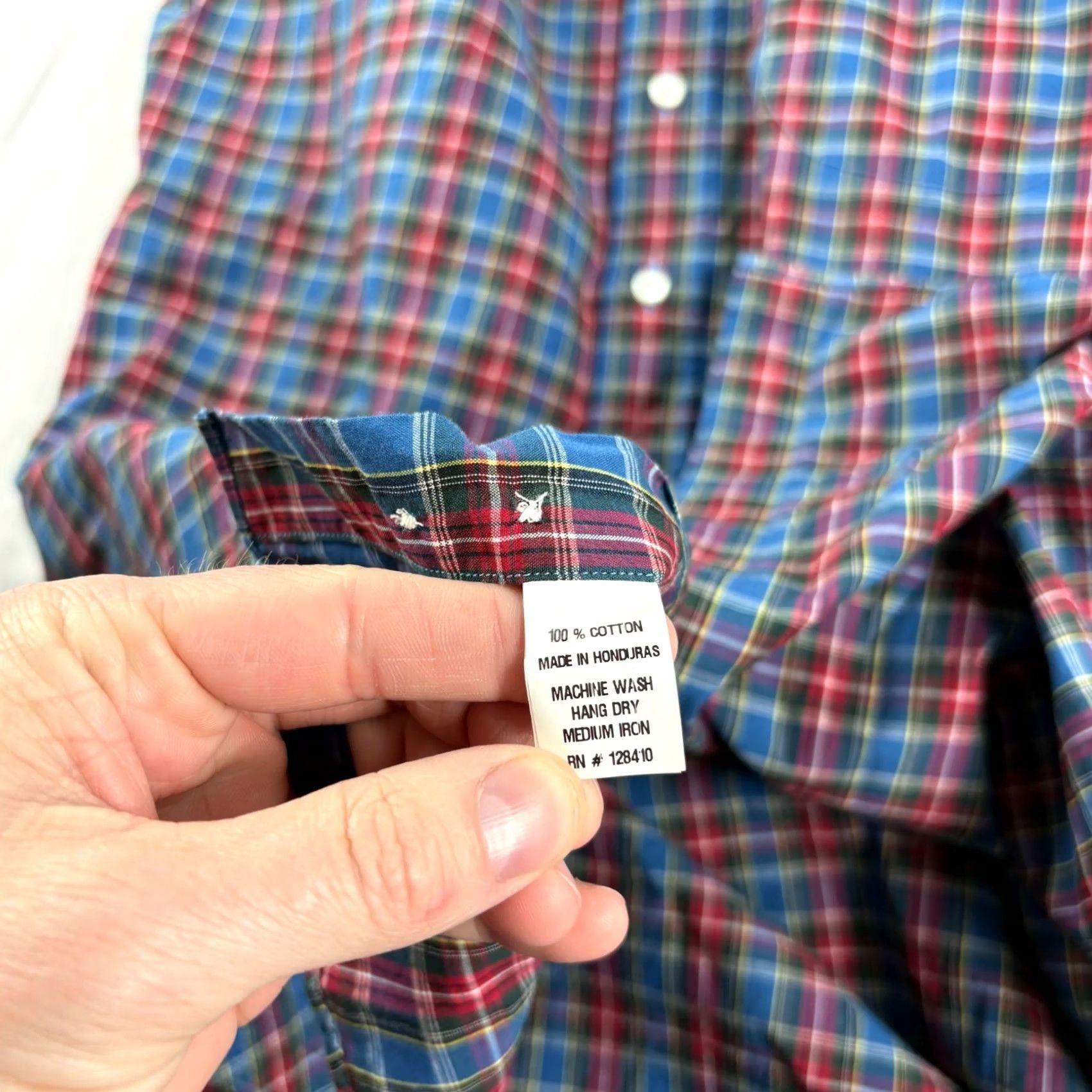 Sid Mashburn Sid Mashburn Shirt Men M Blue Red Plaid Button-Up Long Sleeve Casual Formal Relaxed Fit Mens Size 40R - 7 Thumbnail