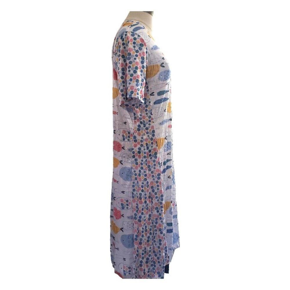 Designer CT1574 Shana White Fish Design Lightweight T-shirt Dress XS Size XS / US 0-2 / IT 36-38 - 3 Thumbnail