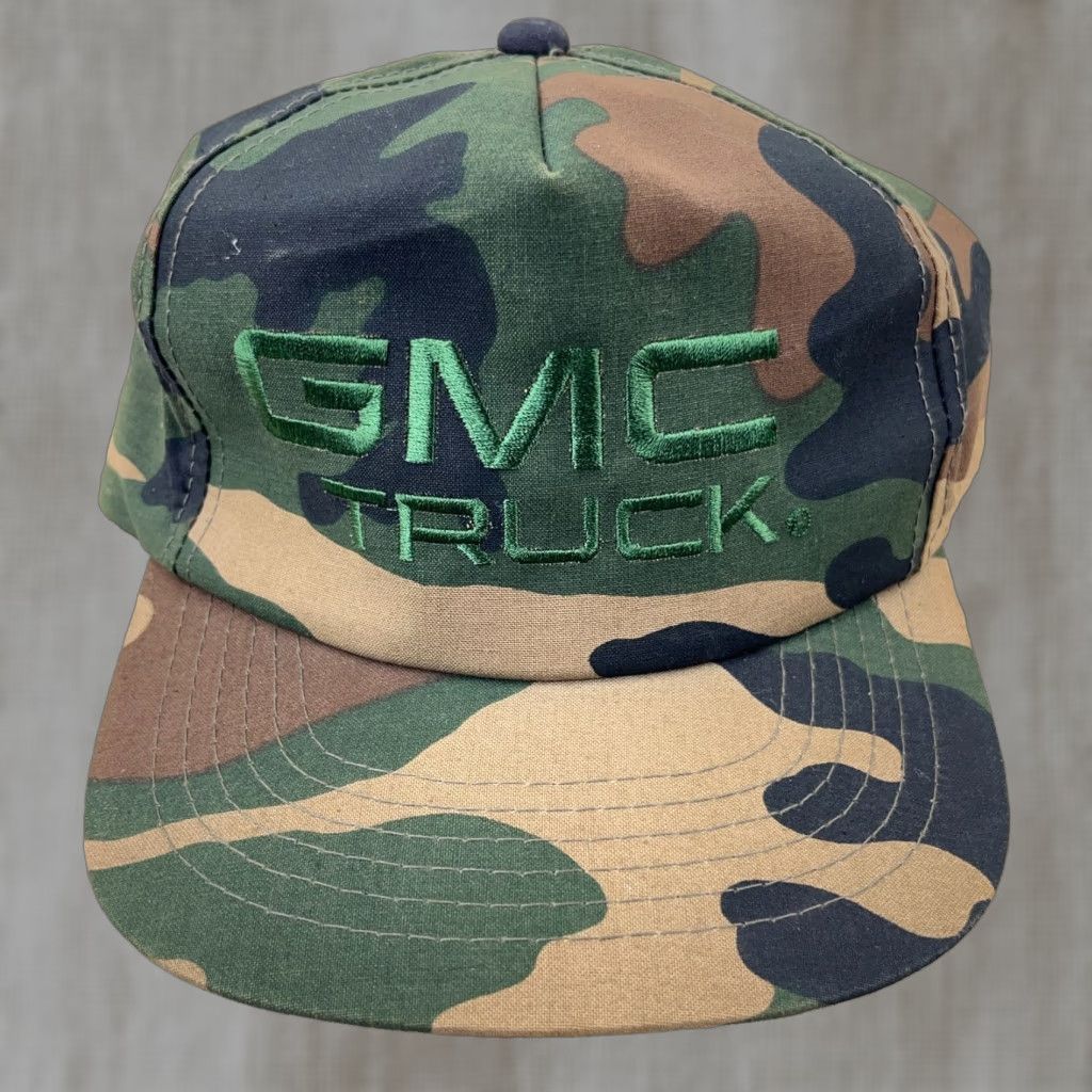 Vintage VINTAGE GMC Trucks Hat Cap Green Army Camo Military Snapback 90s Adjustable Unisex Size ONE SIZE - 1 Thumbnail
