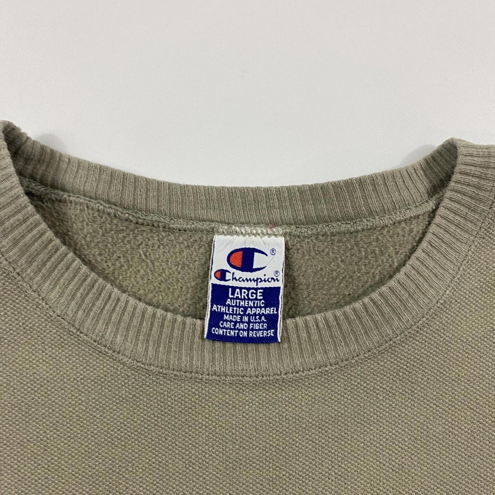 Champion Vintage 90s Champion Olive Green Crewneck Size US L / EU 52-54 / 3 - 3 Thumbnail
