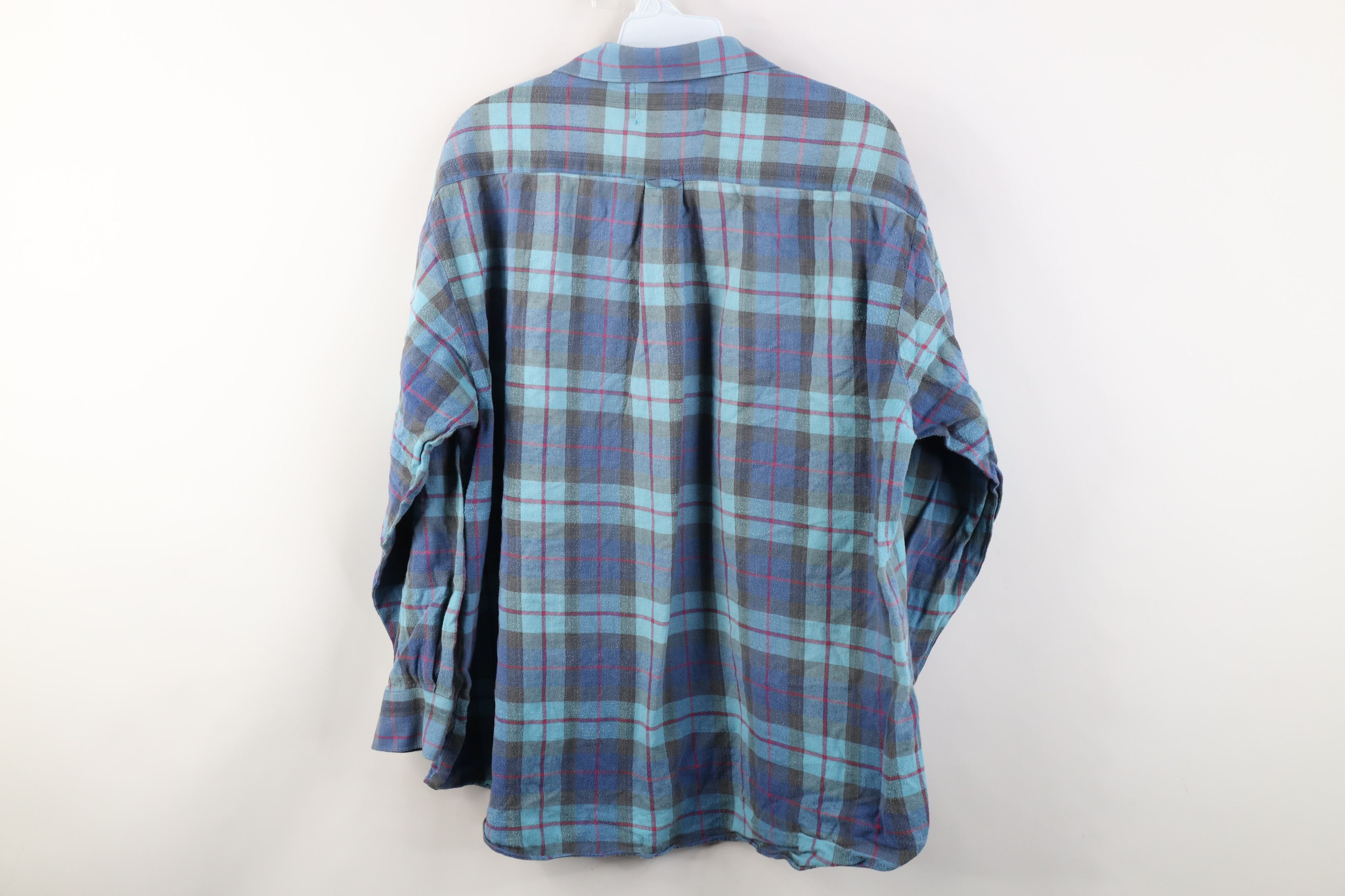 Vintage Vintage 90s Streetwear Collared Button Shirt Blue Plaid Size US XL / EU 56 / 4 - 8 Thumbnail