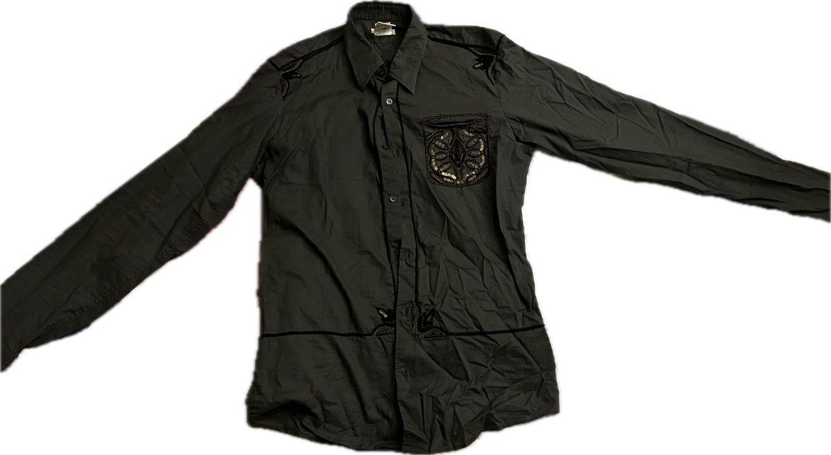 Dries Van Noten RARE 90s Dries Van Noten khaki button up shirt embroidery Size US S / EU 44-46 / 1 - 1 Thumbnail