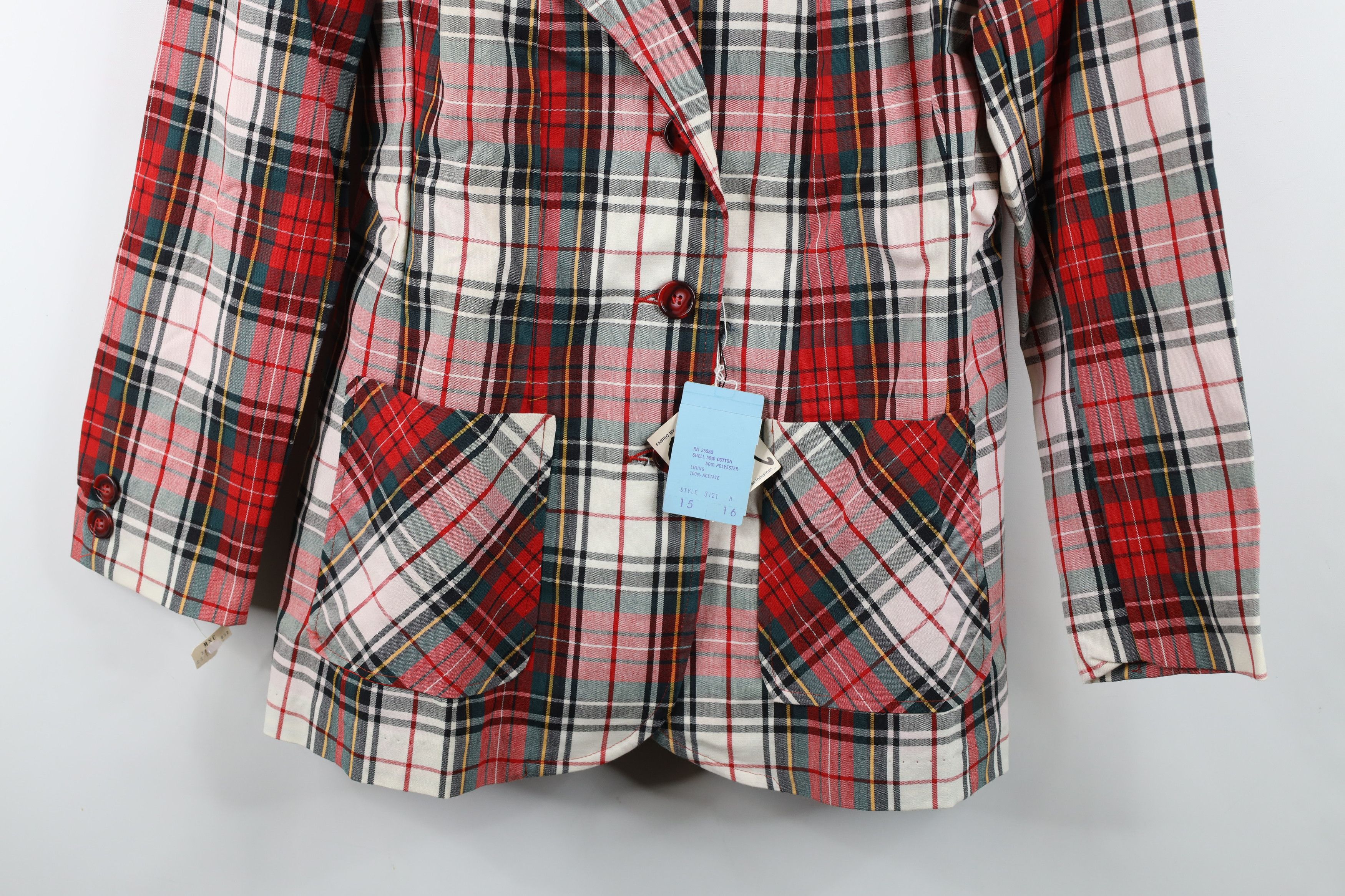 Vintage Deadstock Vintage 50s 60s Rockabilly Blazer Jacket Plaid USA Size XL / US 12-14 / IT 48-50 - 3 Thumbnail