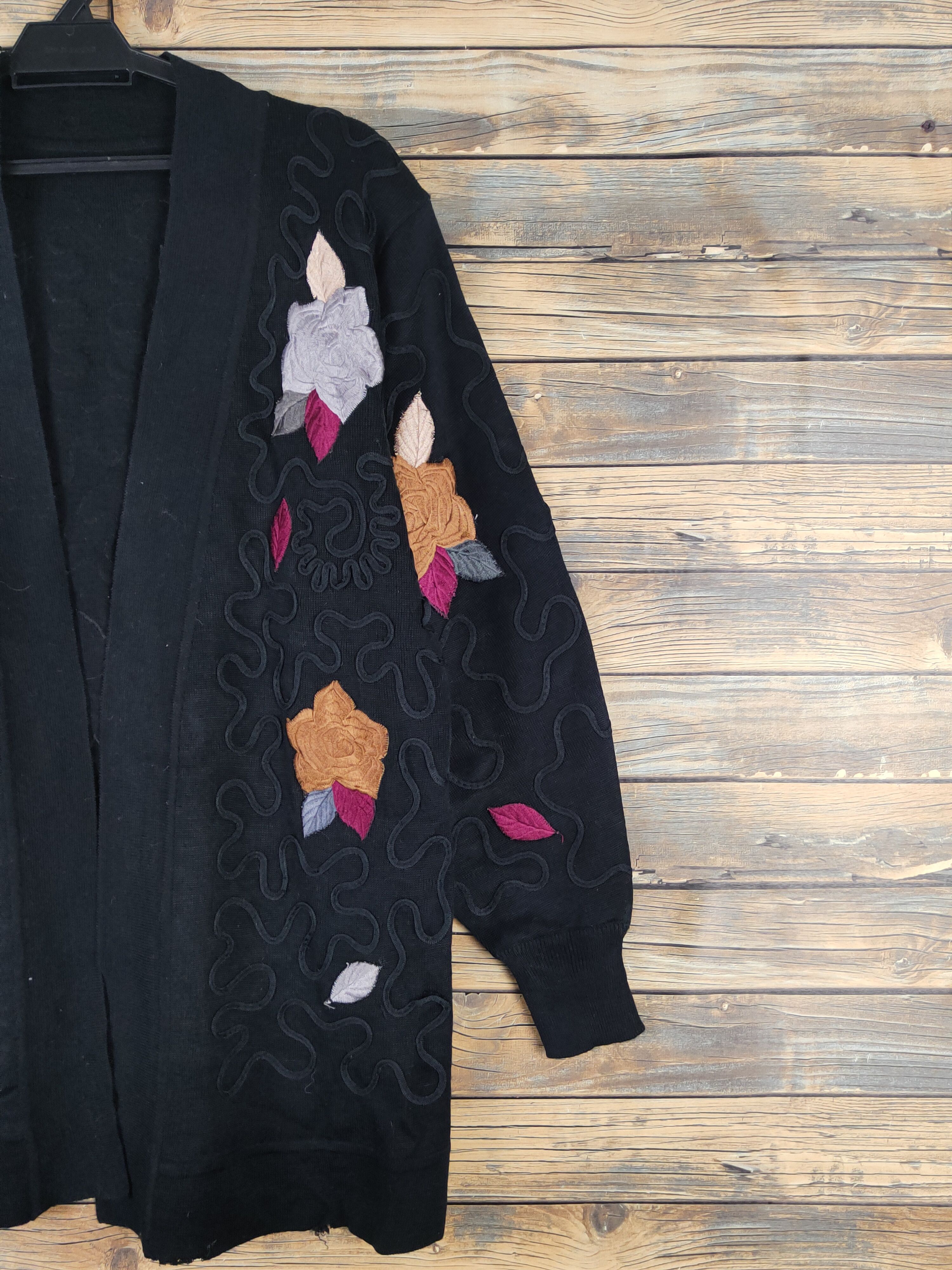 Vintage Japan ripped vintage Black Knitwear art Cardigan #W161628 Size L / US 10 / IT 46 - 5 Thumbnail