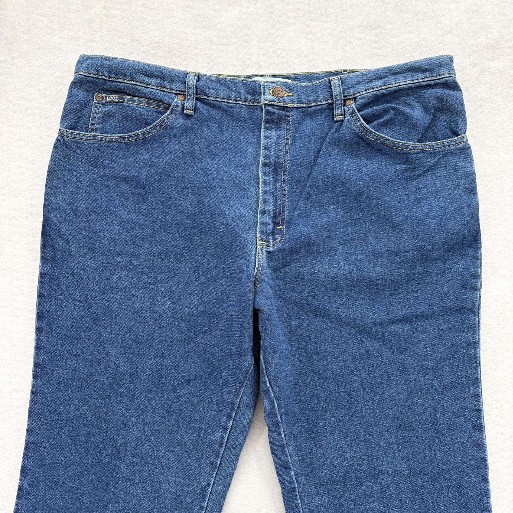 Lee Lee Jeans Mens 42x30 Blue Regular Fit Denim Pants Straight Leg Comfort Stretch Jeans with Pockets Zip Fly Size US 42 / EU 58 - 3 Thumbnail