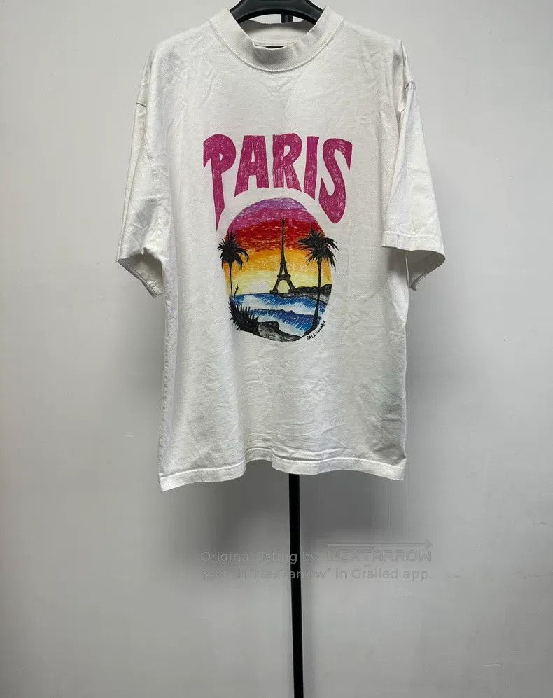Balenciaga Balenciaga Hand-Drawn Letter Beach Pattern Printed T-Shirt Size US M / EU 48-50 / 2 - 1 Thumbnail