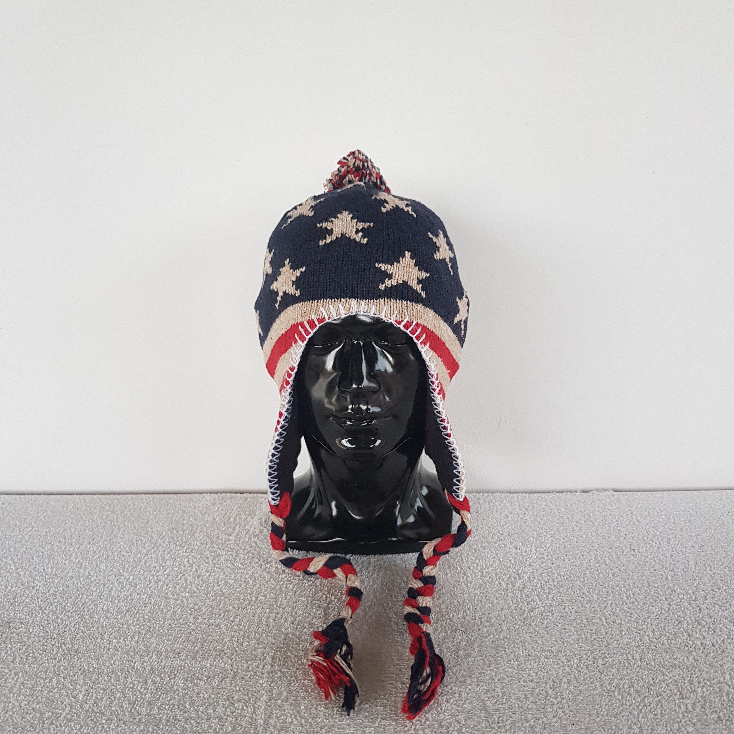 Other Vintage American Flag Earflap Beanie Pom Pom Snow Caps Hats Size ONE SIZE - 2 Thumbnail