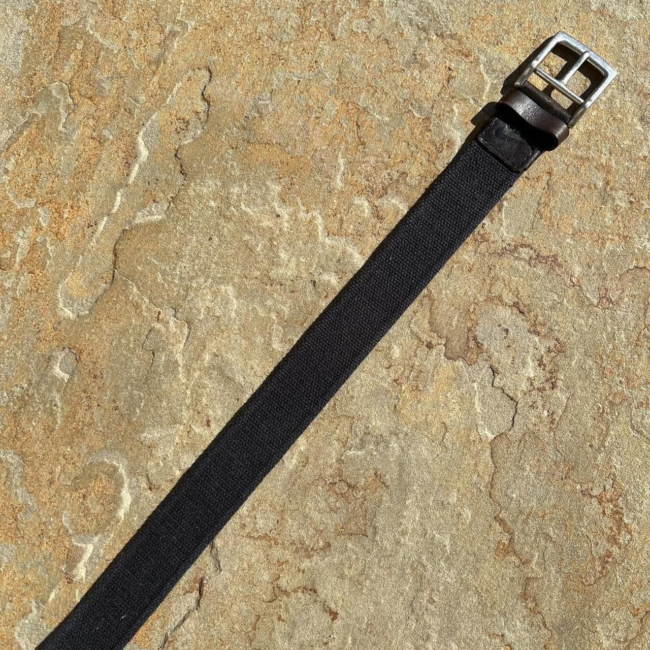 Nike Nike Black Canvas Brown Leather Belt Size ONE SIZE - 4 Thumbnail