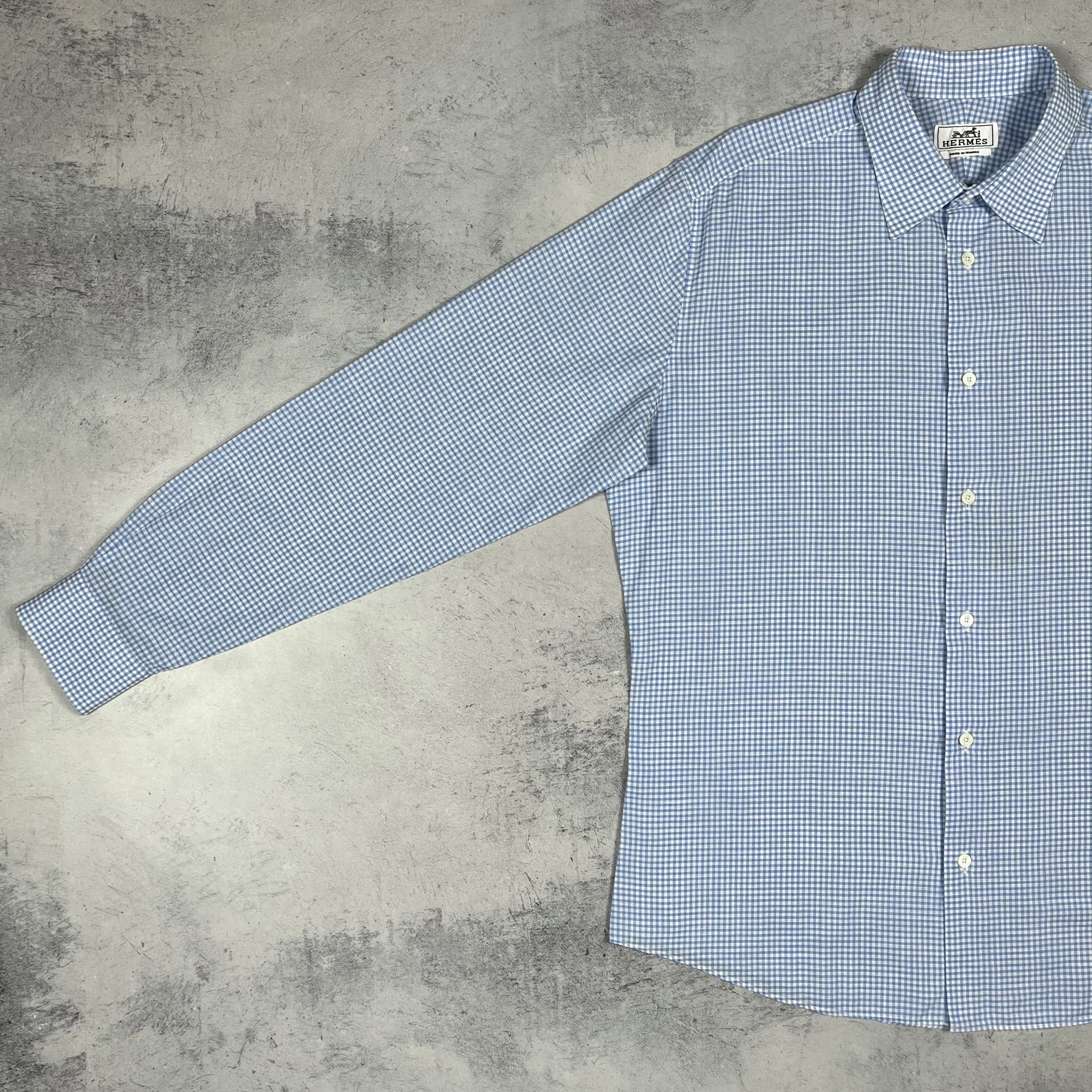Hermes Hermes Paris Long Sleeve Button Up Checkered Shirt Size US L / EU 52-54 / 3 - 4 Thumbnail