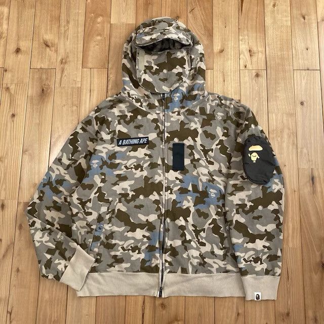 Bape BAPE SAND CAMO MILITARY RELAXED FIT FULL ZIP MASK HOODIE APE Size US L / EU 52-54 / 3 - 1 Thumbnail