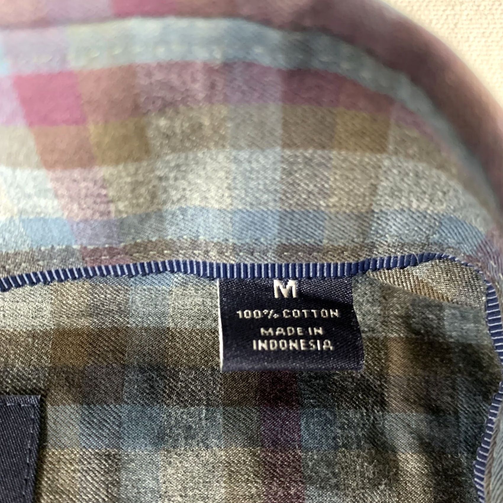 Hart Schaffner Marx Hart Schaffner Marx Shirt Mens Medium Gray Blue Purple Plaid Long Sleeve Cotton Size US M / EU 48-50 / 2 - 4 Thumbnail