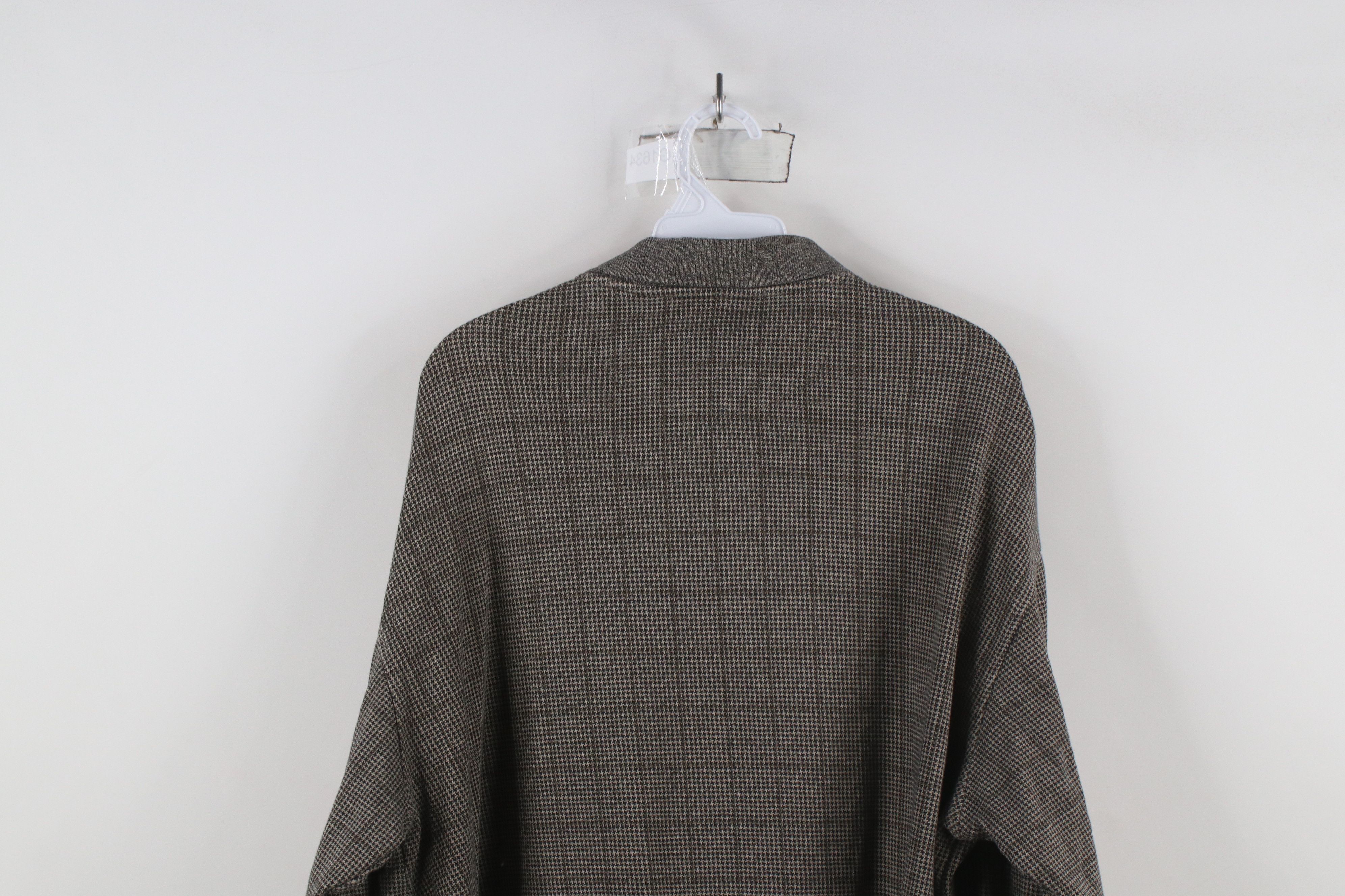 Vintage Vintage 90s Streetwear Heavy Houndstooth Long Sleeve Polo Size US XL / EU 56 / 4 - 14 Thumbnail