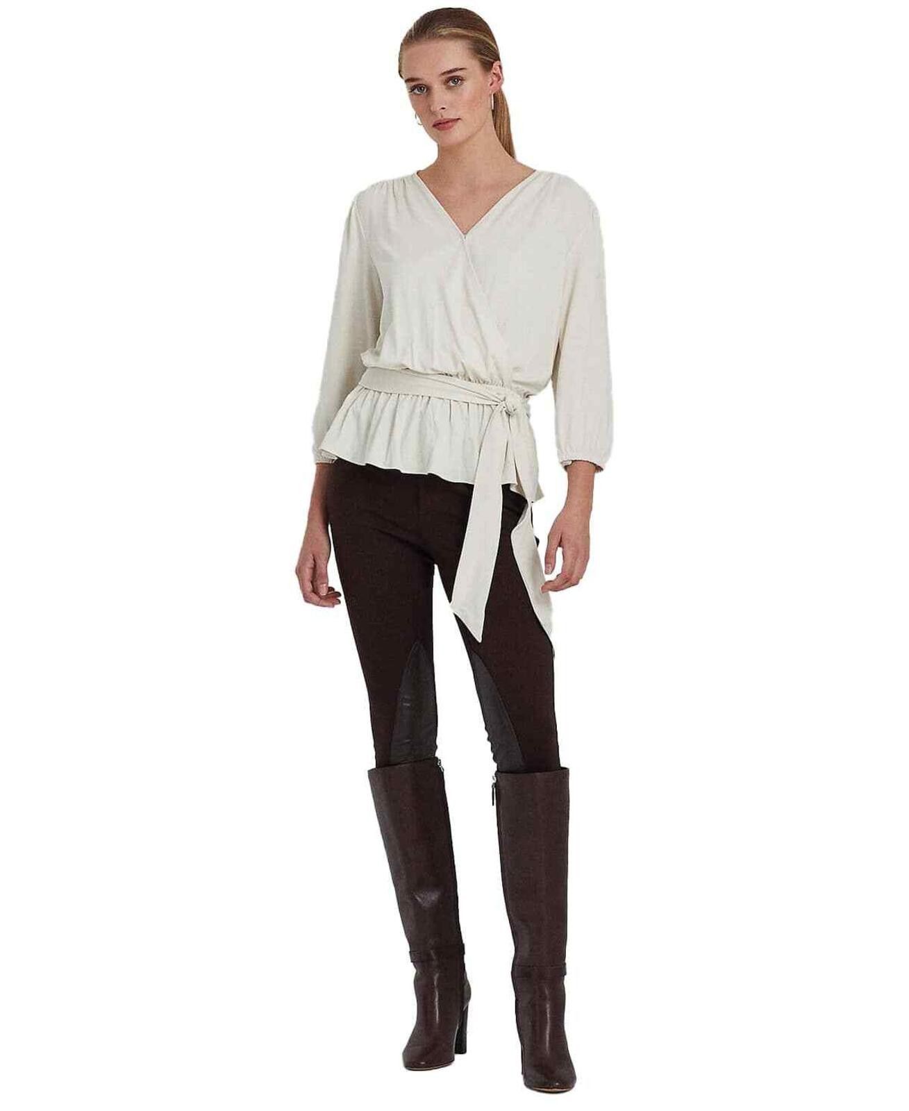 Lauren Ralph Lauren Lauren Ralph Lauren Women's Cream Jersey Peplum Blouse S Size S / US 4 / IT 40 - 4 Thumbnail