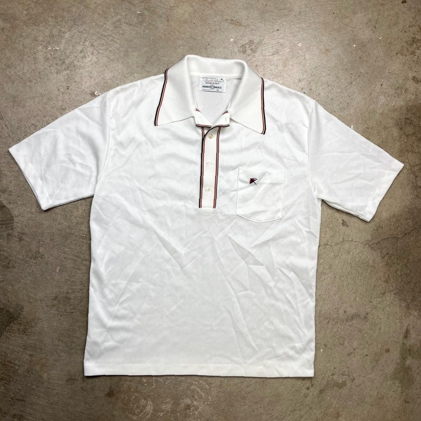 Vintage VINTAGE Robert Bruce Arnold Palmer Golf Polo Shirt Double Knit XL White Men Short Sleeve Polo Mens 70s Golf Polo Size US XL / EU 56 / 4 - 2 Thumbnail