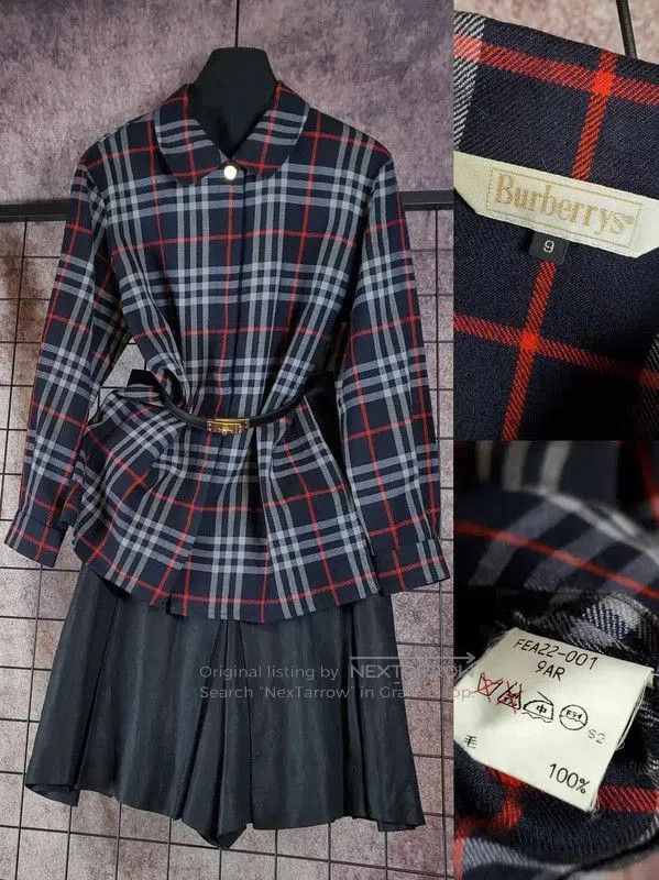 Burberry Burberry Navy Wool Check Cropped Shirt. Size M / US 6-8 / IT 42-44 - 2 Thumbnail