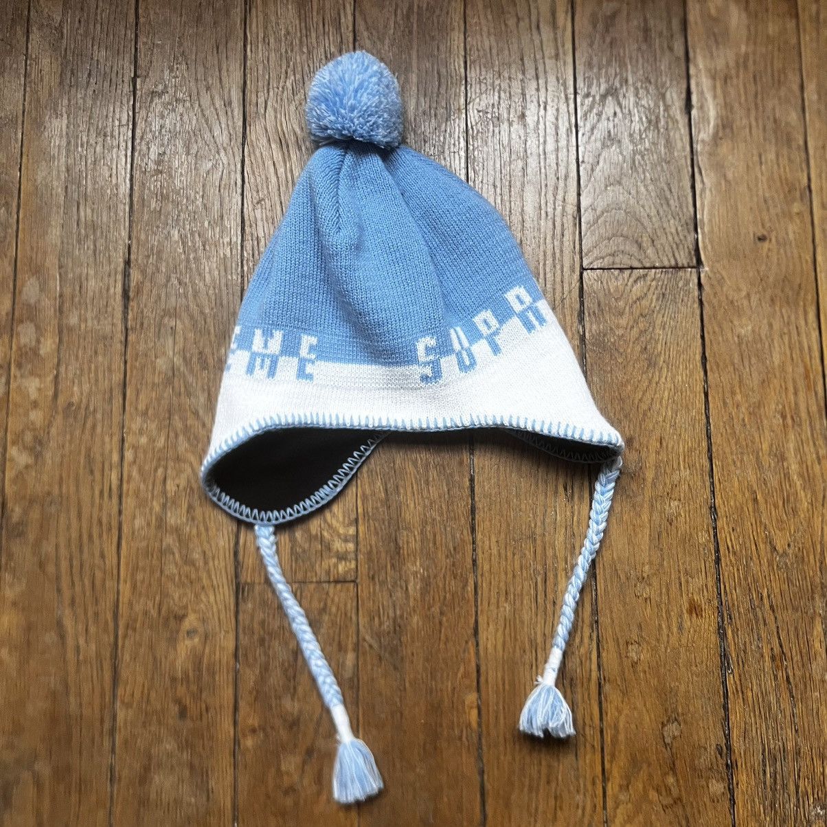 Supreme Supreme Split Logo Earflap Beanie White Baby Blue Bladee Size ONE SIZE - 3 Thumbnail