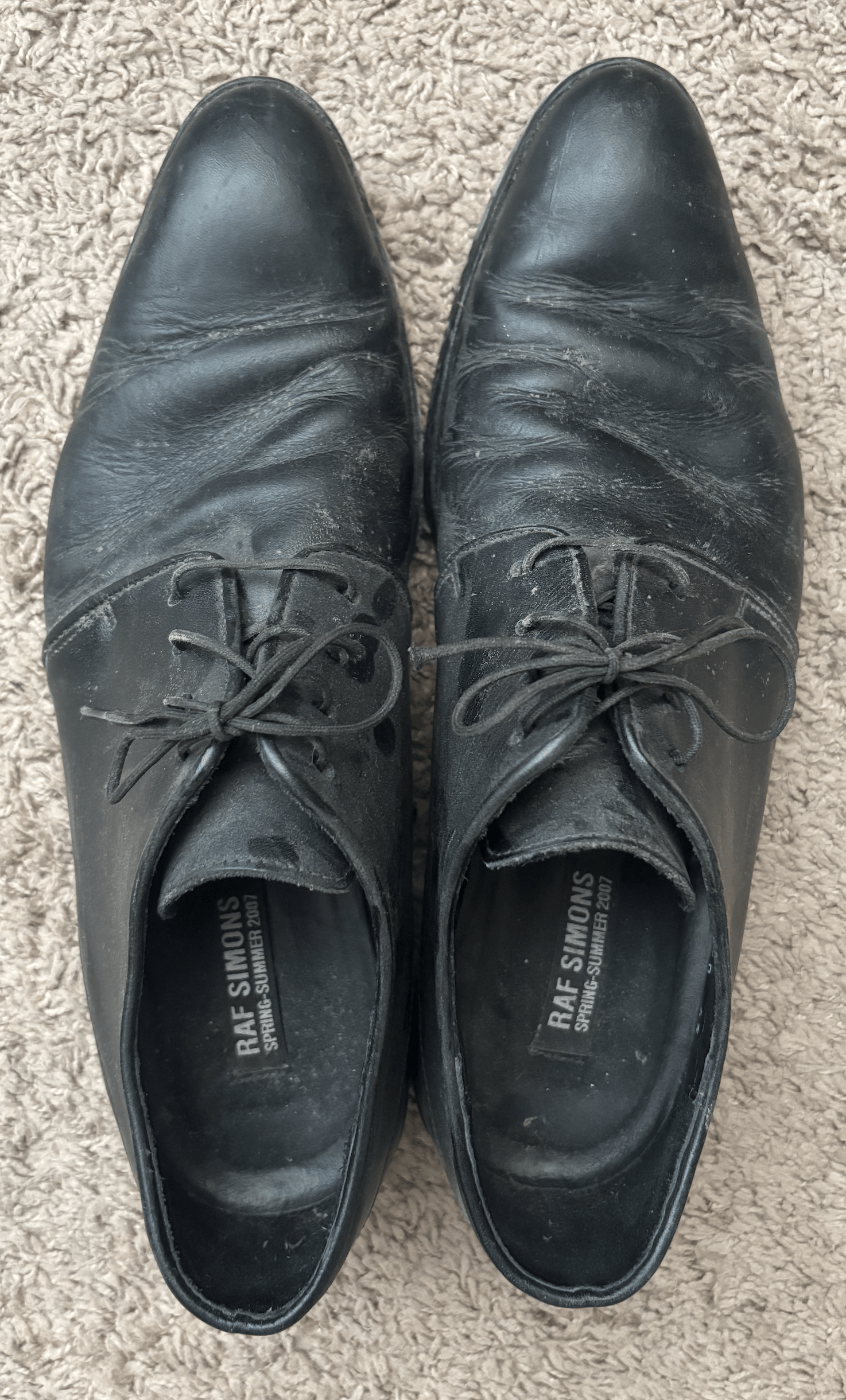 Raf Simons RAF SIMONS BLACK ITALIAN LEATHER DERBY SHOES S 10 (43) 2007 Size US 10 / EU 43 - 1 Thumbnail