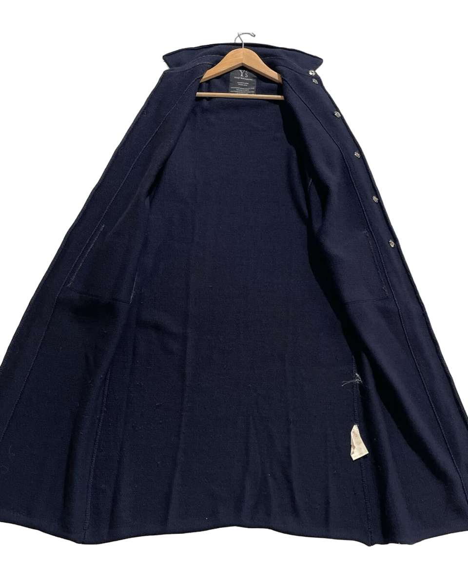 Yohji Yamamoto Y’s Yohji Yamamoto Navy Wool Knit Long Coat Size 3 (L) Size L / US 10 / IT 46 - 4 Thumbnail