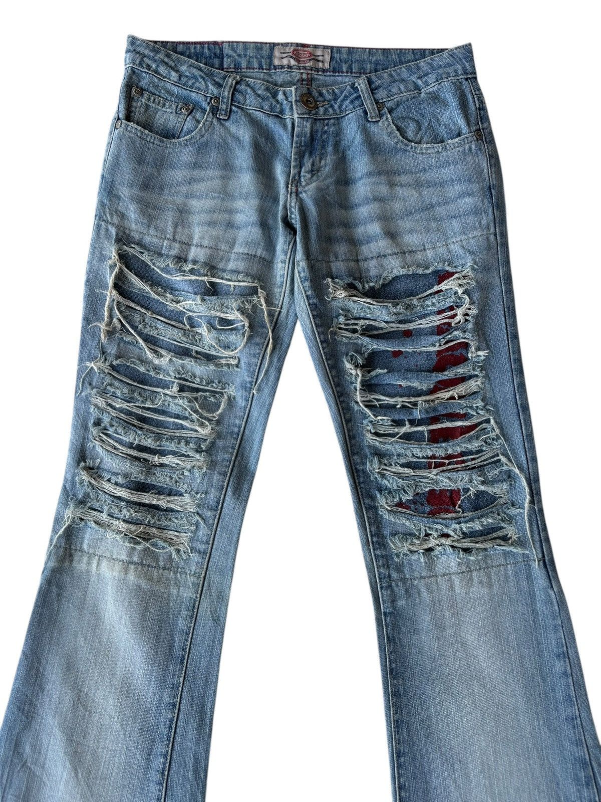 Japanese Brand VINTAGE FLARE JEANS DISTRESSED DENIM RRJ LOW RISE JEANS Size US 30 / EU 46 - 7 Thumbnail